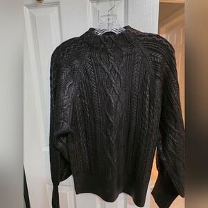 Express Women's Black Cable Crewneck Sweater